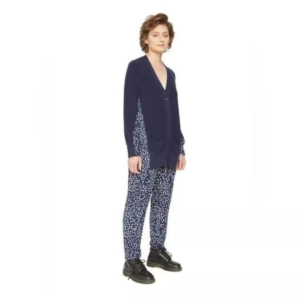 🦋SANDRINE ROSE X FREE PEOPLE POLKA DOT VISCOSE PANTS IN BLUE XS - Picture 2 of 4